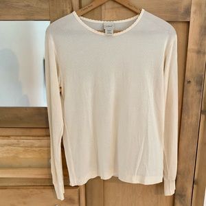 LL Bean Silk Pointelle Long-Sleeve Scoopneck Top